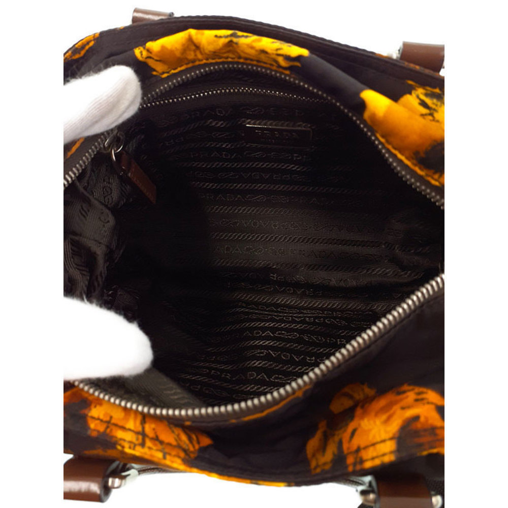 Prada Handbag Brown Flower Pattern - image 3